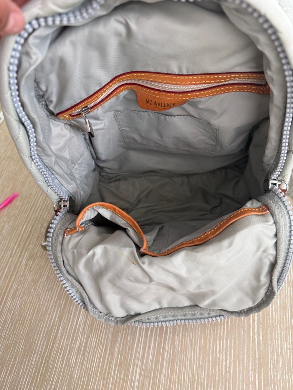 MZ WALLACE QUILTED Dove Grey Small Metro Backpack Silver Accents - Picture 12 of 16